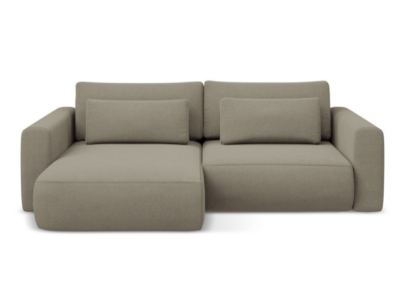 Narożnik lewostronny z funkcją spania Makamii Kapua z tkaniny strukturalnej 240x149 cm ciemny beż 1 szt.