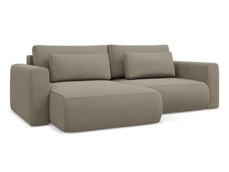 Narożnik lewostronny z funkcją spania Makamii Kapua z tkaniny strukturalnej 240x149 cm ciemny beż 1 szt.