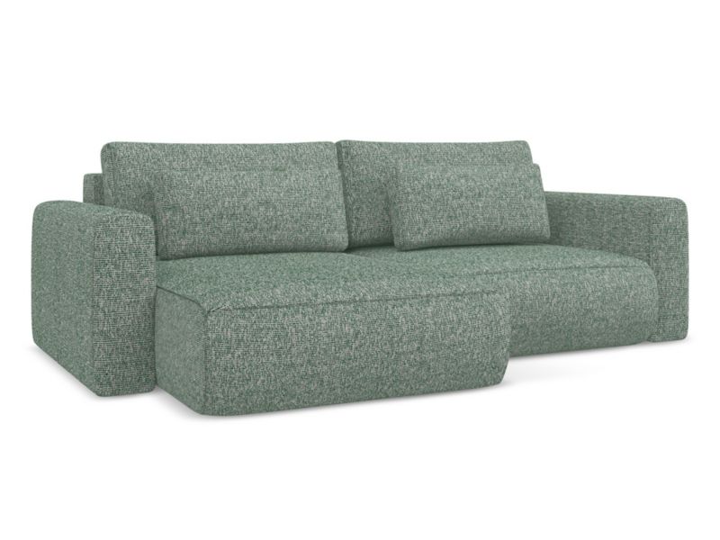 Narożnik lewostronny z funkcją spania Makamii Kapua z tkaniny strukturalnej 240x149 cm jasnozielony 1 szt.