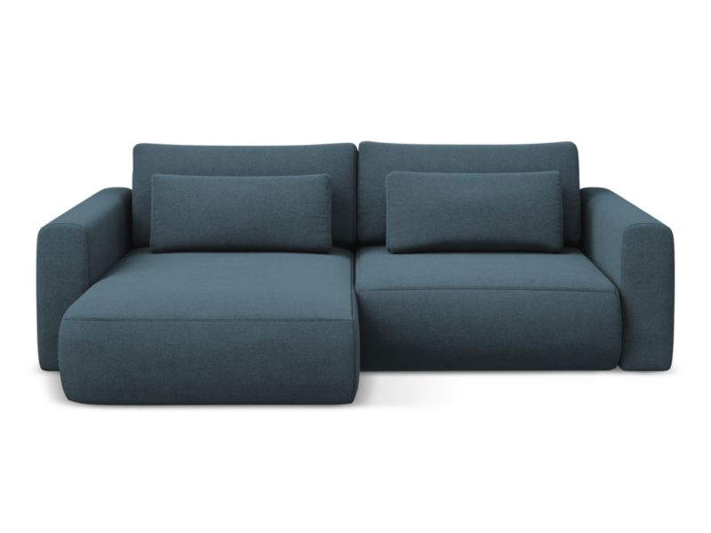 Narożnik lewostronny z funkcją spania Makamii Kapua z tkaniny strukturalnej 240x149 cm jeans 1 szt.