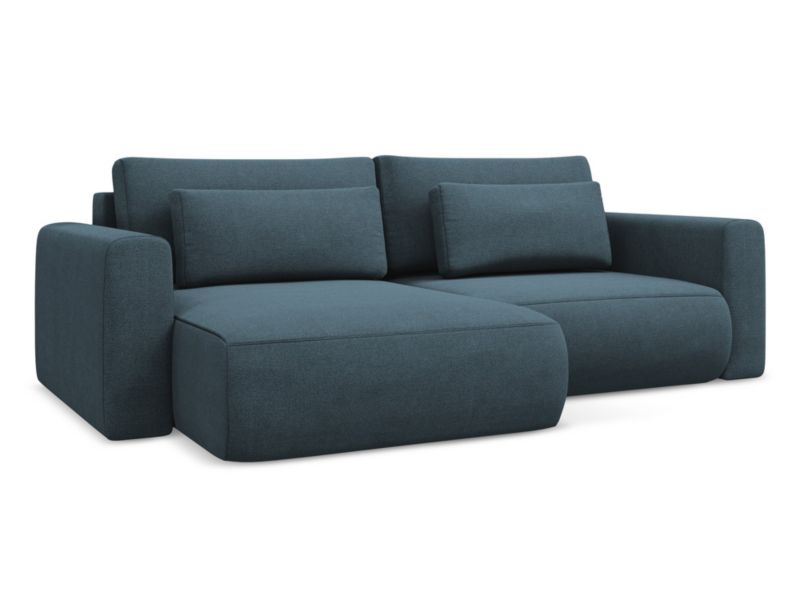 Narożnik lewostronny z funkcją spania Makamii Kapua z tkaniny strukturalnej 240x149 cm jeans 1 szt.