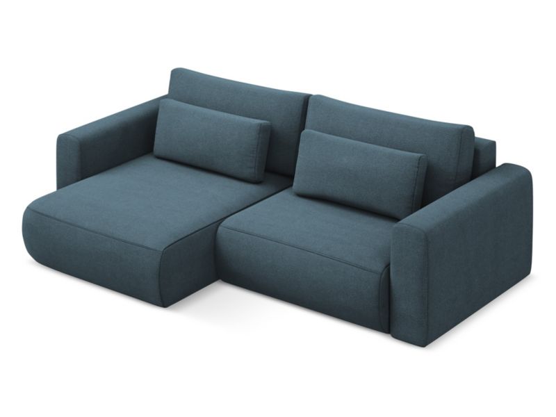 Narożnik lewostronny z funkcją spania Makamii Kapua z tkaniny strukturalnej 240x149 cm jeans 1 szt.