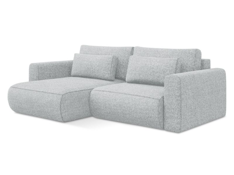 Narożnik lewostronny z funkcją spania Makamii Kapua z tkaniny strukturalnej 240x149 cm srebrny 1 szt.