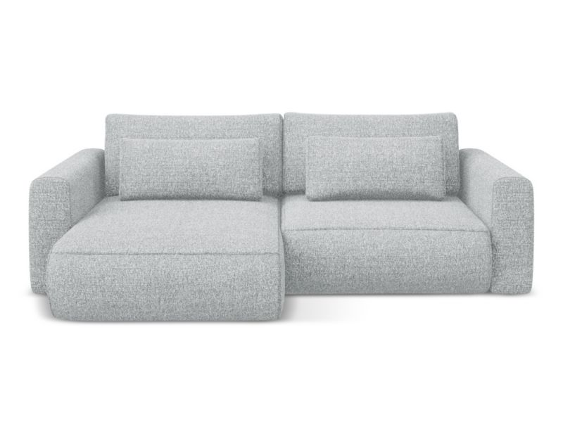 Narożnik lewostronny z funkcją spania Makamii Kapua z tkaniny strukturalnej 240x149 cm srebrny 1 szt.