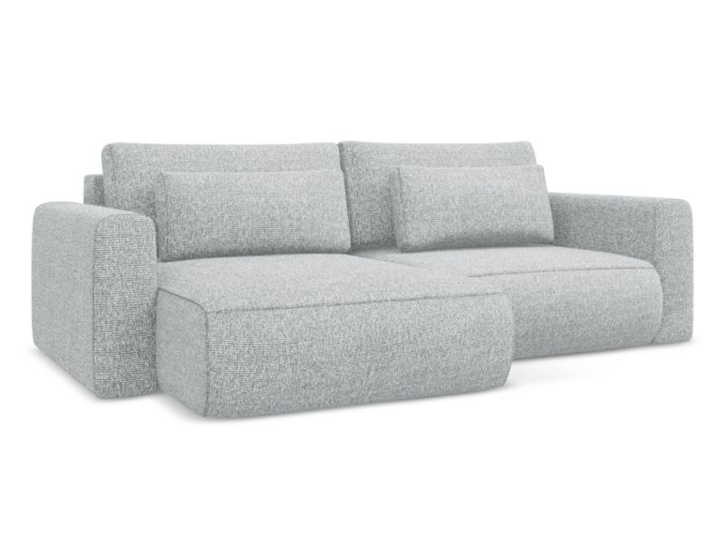 Narożnik lewostronny z funkcją spania Makamii Kapua z tkaniny strukturalnej 240x149 cm srebrny 1 szt.