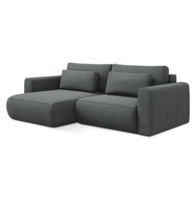 Narożnik lewostronny z funkcją spania Makamii Kapua z tkaniny strukturalnej 240x149 cm szary 1 szt.