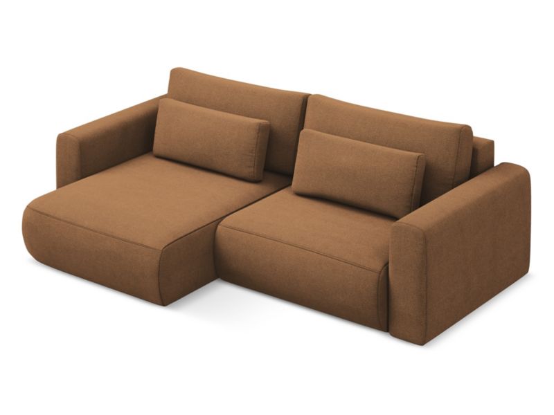 Narożnik lewostronny z funkcją spania Makamii Kapua z tkaniny strukturalnej 240x149 cm terakota 1 szt.