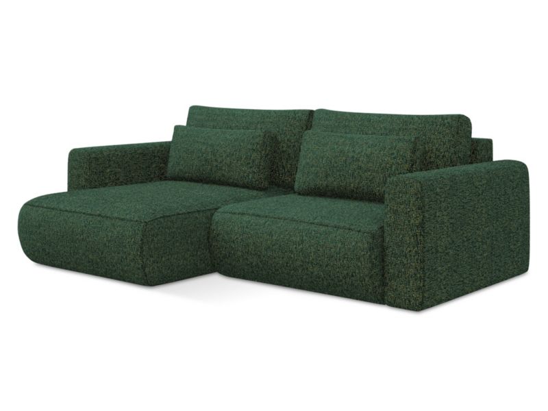 Narożnik lewostronny z funkcją spania Makamii Kapua z tkaniny strukturalnej 240x149 cm zielony 1 szt.