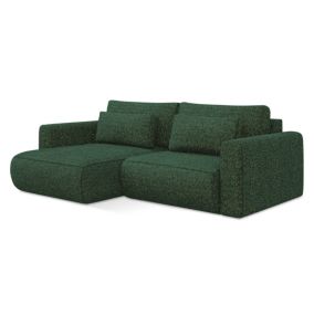 Narożnik lewostronny z funkcją spania Makamii Kapua z tkaniny strukturalnej 240x149 cm zielony 1 szt.