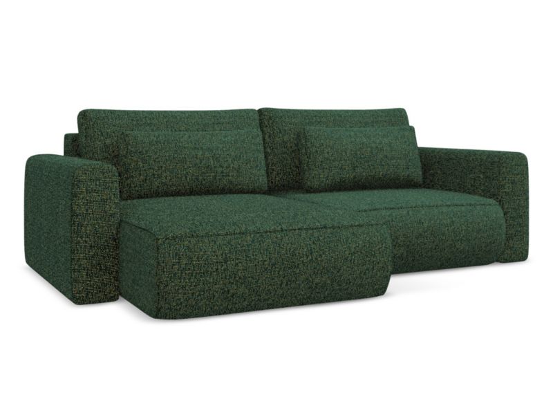 Narożnik lewostronny z funkcją spania Makamii Kapua z tkaniny strukturalnej 240x149 cm zielony 1 szt.