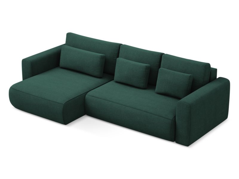 Narożnik lewostronny z funkcją spania Makamii Kapua z tkaniny strukturalnej 278x149 cm butelkowa zieleń 1 szt.