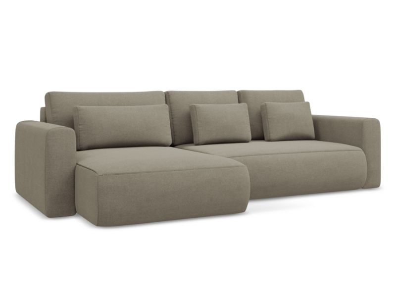 Narożnik lewostronny z funkcją spania Makamii Kapua z tkaniny strukturalnej 278x149 cm ciemny beż 1 szt.