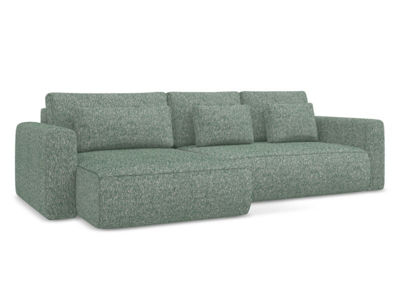 Narożnik lewostronny z funkcją spania Makamii Kapua z tkaniny strukturalnej 278x149 cm jasnozielony 1 szt.