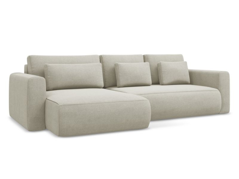 Narożnik lewostronny z funkcją spania Makamii Kapua z tkaniny strukturalnej 278x149 cm jasny beż 1 szt.
