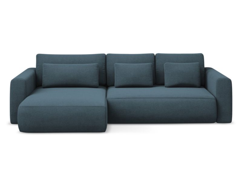Narożnik lewostronny z funkcją spania Makamii Kapua z tkaniny strukturalnej 278x149 cm jeans 1 szt.