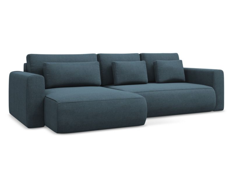 Narożnik lewostronny z funkcją spania Makamii Kapua z tkaniny strukturalnej 278x149 cm jeans 1 szt.