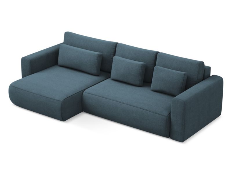Narożnik lewostronny z funkcją spania Makamii Kapua z tkaniny strukturalnej 278x149 cm jeans 1 szt.