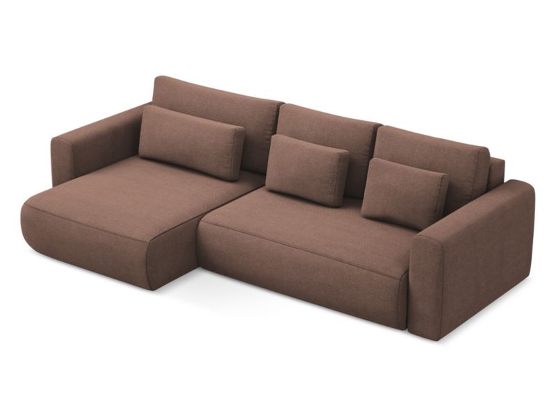 Narożnik lewostronny z funkcją spania Makamii Kapua z tkaniny strukturalnej 278x149 cm pudrowy róż 1 szt.