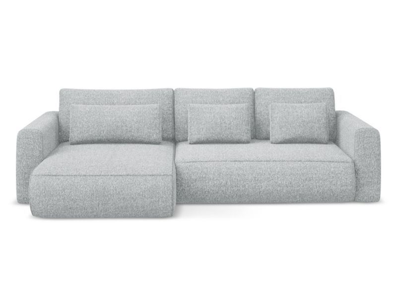 Narożnik lewostronny z funkcją spania Makamii Kapua z tkaniny strukturalnej 278x149 cm srebrny 1 szt.