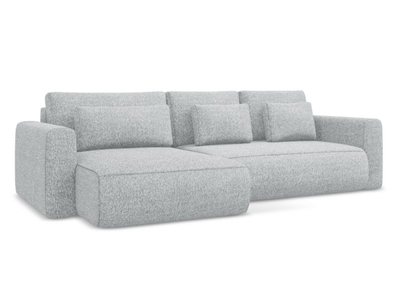 Narożnik lewostronny z funkcją spania Makamii Kapua z tkaniny strukturalnej 278x149 cm srebrny 1 szt.