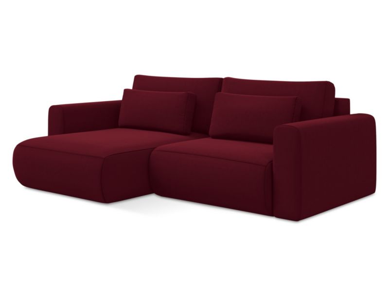 Narożnik lewostronny z funkcją spania Makamii Kapua z weluru 240x149 cm burgundowy 1 szt.