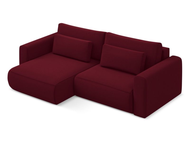 Narożnik lewostronny z funkcją spania Makamii Kapua z weluru 240x149 cm burgundowy 1 szt.