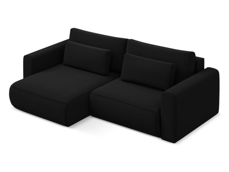 Narożnik lewostronny z funkcją spania Makamii Kapua z weluru 240x149 cm czarny 1 szt.