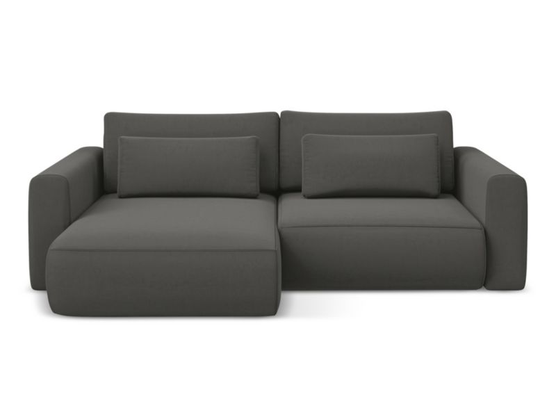Narożnik lewostronny z funkcją spania Makamii Kapua z weluru 240x149 cm stalowy 1 szt.