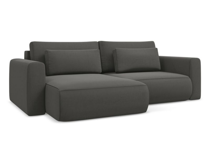 Narożnik lewostronny z funkcją spania Makamii Kapua z weluru 240x149 cm stalowy 1 szt.