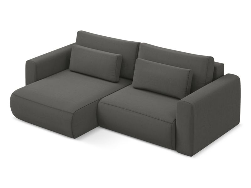 Narożnik lewostronny z funkcją spania Makamii Kapua z weluru 240x149 cm stalowy 1 szt.