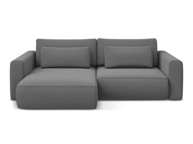 Narożnik lewostronny z funkcją spania Makamii Kapua z weluru 240x149 cm szary 1 szt.