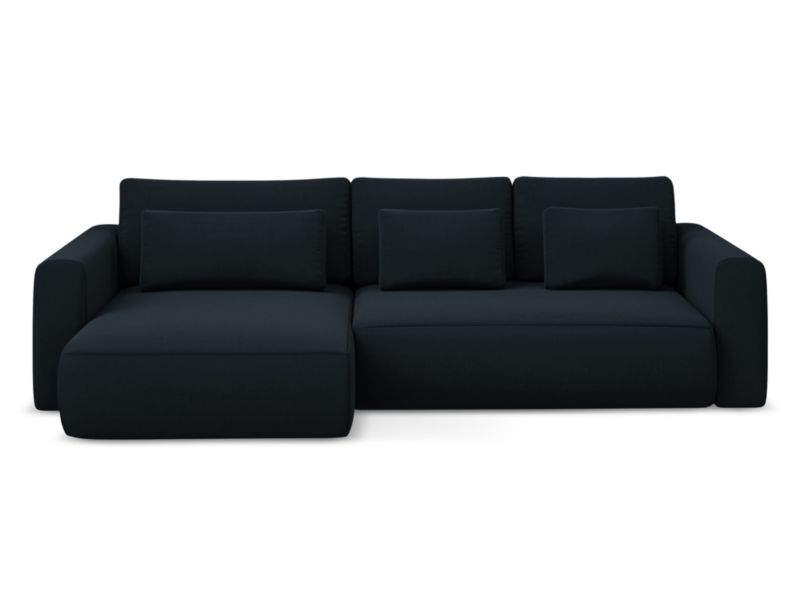 Narożnik lewostronny z funkcją spania Makamii Kapua z weluru 278x149 cm królewski niebieski 1 szt.