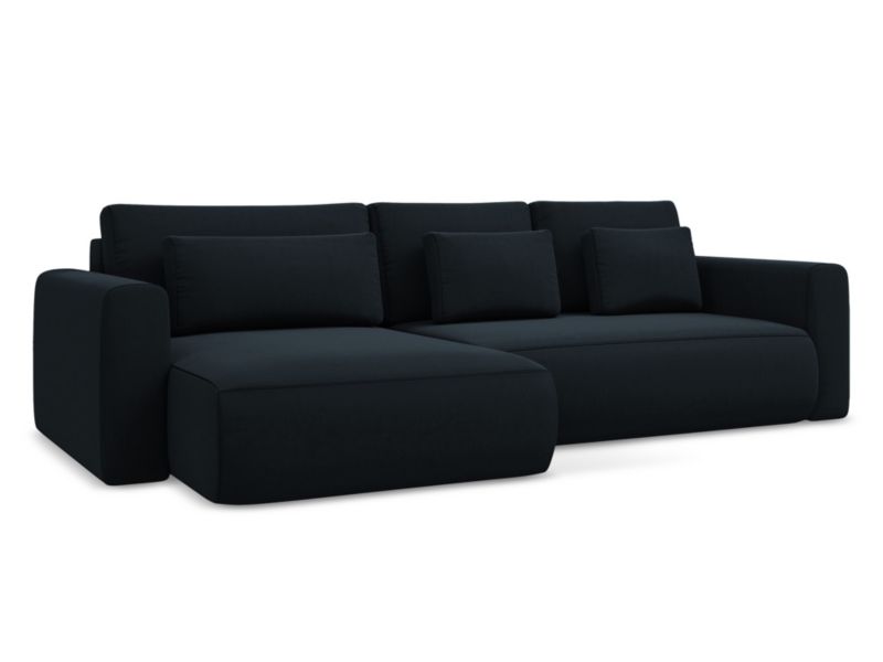 Narożnik lewostronny z funkcją spania Makamii Kapua z weluru 278x149 cm królewski niebieski 1 szt.