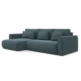 Narożnik lewostronny z funkcją spania Makamii Kapua z weluru 278x149 cm morski 1 szt.