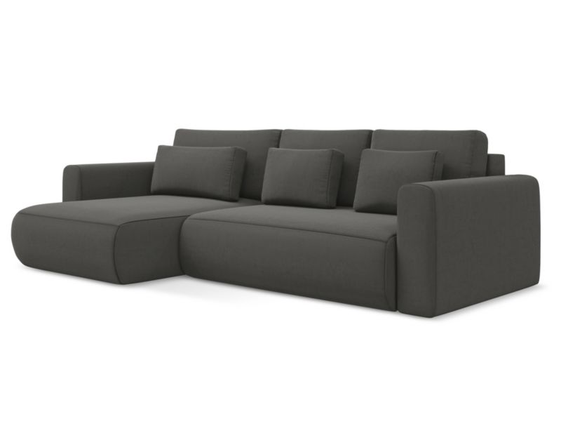 Narożnik lewostronny z funkcją spania Makamii Kapua z weluru 278x149 cm stalowy 1 szt.