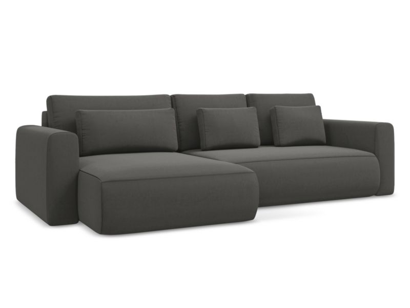 Narożnik lewostronny z funkcją spania Makamii Kapua z weluru 278x149 cm stalowy 1 szt.