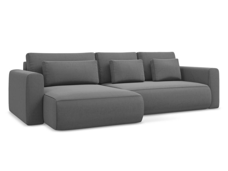 Narożnik lewostronny z funkcją spania Makamii Kapua z weluru 278x149 cm szary 1 szt.