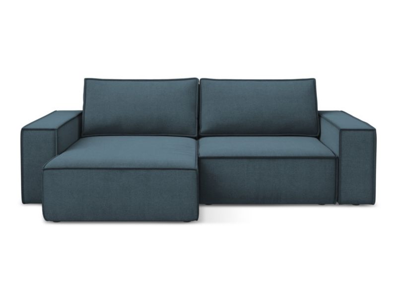 Narożnik lewostronny z funkcją spania Makamii Kimo z tkaniny strukturalnej 257x148 cm jeans 1 szt.