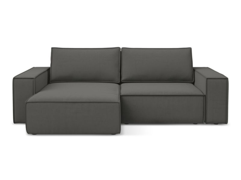 Narożnik lewostronny z funkcją spania Makamii Kimo z weluru 257x148 cm stalowy 1 szt.