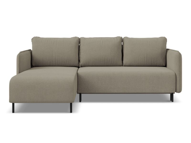 Narożnik lewostronny z funkcją spania Makamii Luana z tkaniny strukturalnej 236x162 cm ciemny beż 1 szt.