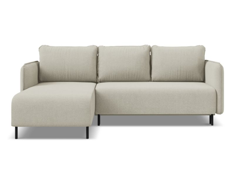 Narożnik lewostronny z funkcją spania Makamii Luana z tkaniny strukturalnej 236x162 cm jasny beż 1 szt.