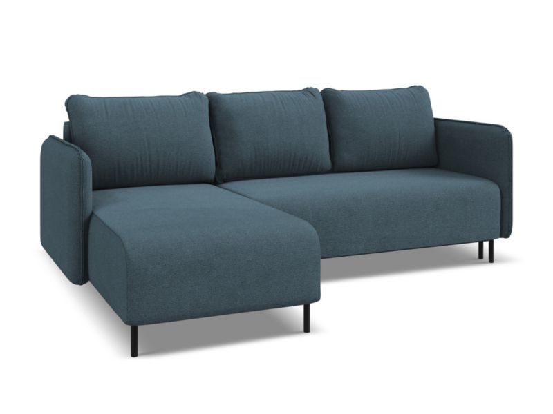 Narożnik lewostronny z funkcją spania Makamii Luana z tkaniny strukturalnej 236x162 cm jeans 1 szt.