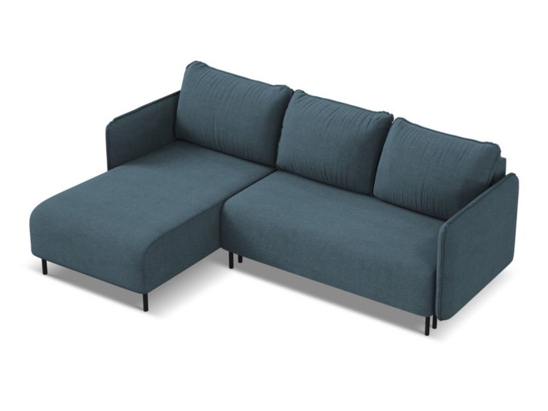 Narożnik lewostronny z funkcją spania Makamii Luana z tkaniny strukturalnej 236x162 cm jeans 1 szt.
