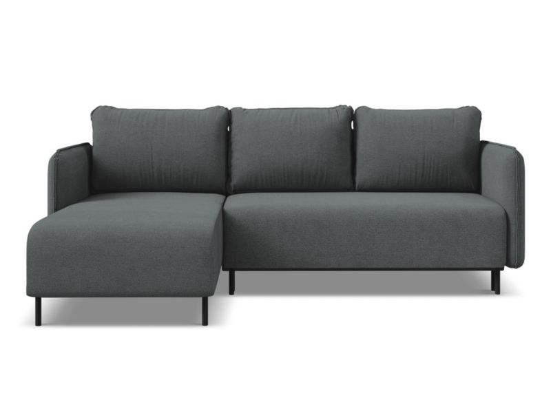 Narożnik lewostronny z funkcją spania Makamii Luana z tkaniny strukturalnej 236x162 cm szary 1 szt.