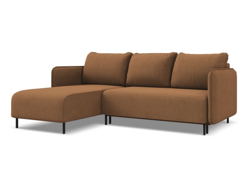 Narożnik lewostronny z funkcją spania Makamii Luana z tkaniny strukturalnej 236x162 cm terakota 1 szt.