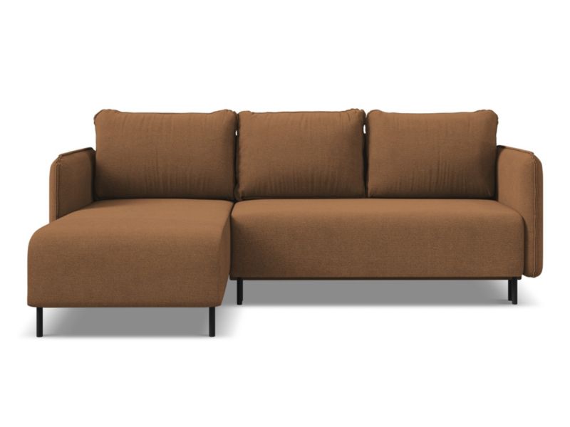 Narożnik lewostronny z funkcją spania Makamii Luana z tkaniny strukturalnej 236x162 cm terakota 1 szt.