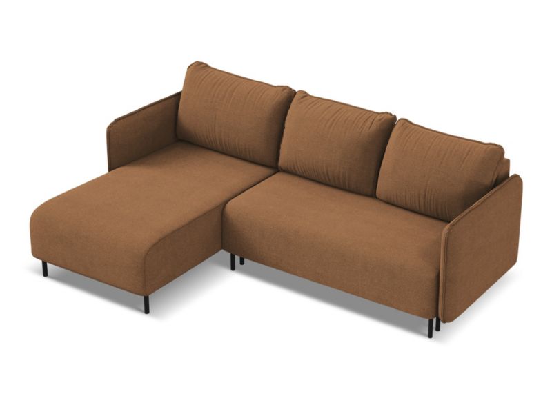 Narożnik lewostronny z funkcją spania Makamii Luana z tkaniny strukturalnej 236x162 cm terakota 1 szt.