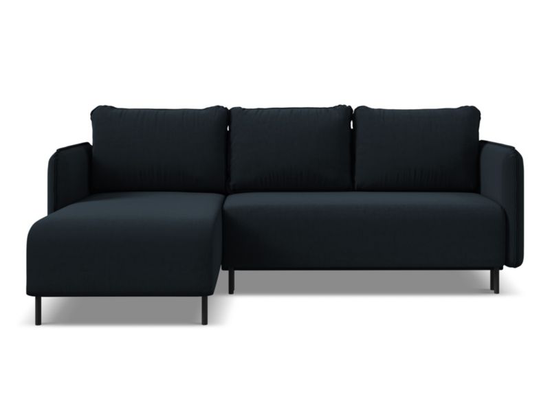 Narożnik lewostronny z funkcją spania Makamii Luana z weluru 236x162 cm królewski niebieski 1 szt.
