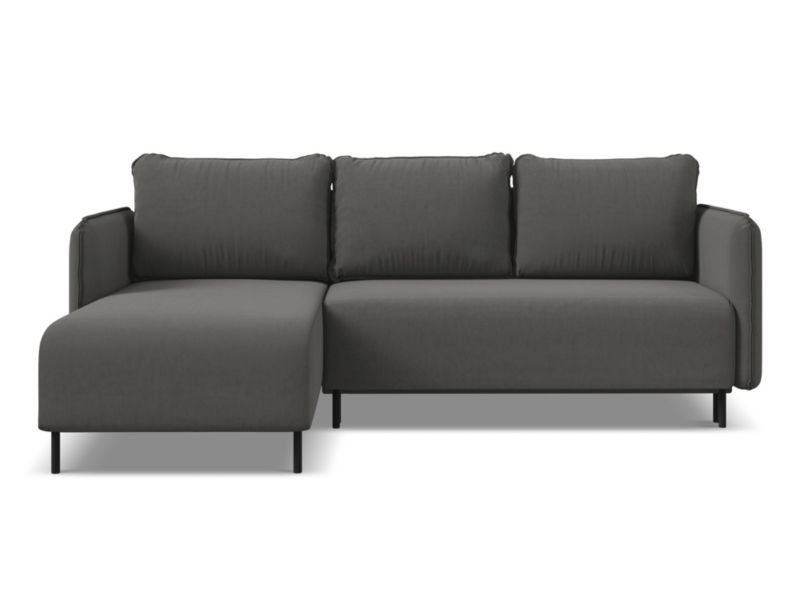 Narożnik lewostronny z funkcją spania Makamii Luana z weluru 236x162 cm stalowy 1 szt.