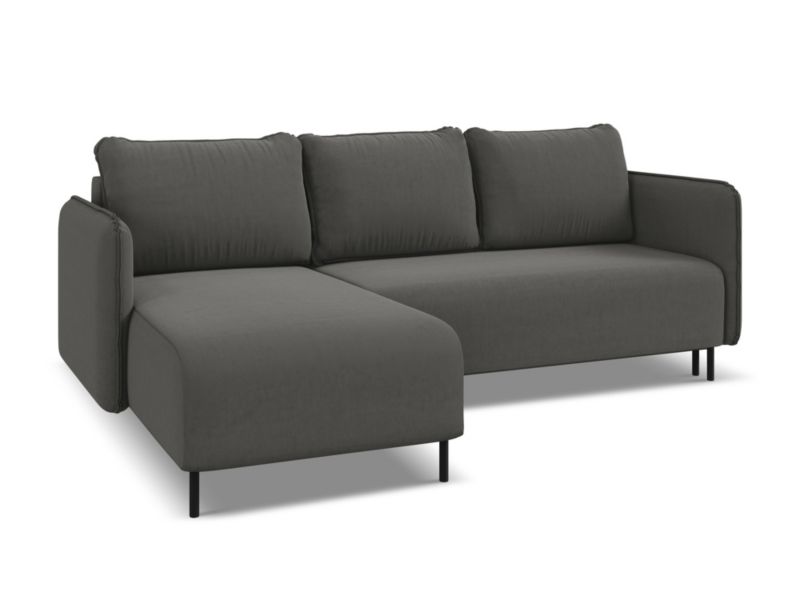 Narożnik lewostronny z funkcją spania Makamii Luana z weluru 236x162 cm stalowy 1 szt.